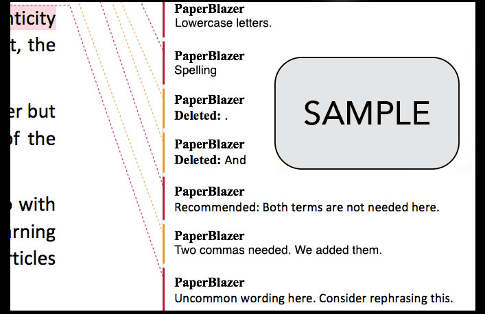 Sample of PaperBlazer Edits